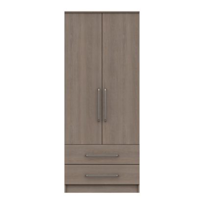 a4d831ebf131753f40d2ad74cac1b08f5814717ec0164fac53425af6c50e6d2f-1.jpg An Image of Parker Beige 2 Door Combi Wardrobe Dark Wood (Brown)