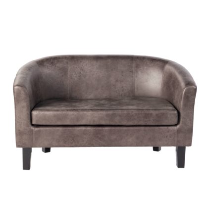 ab1253ad439b5966d0f1a0da01bac3b00b7b5f69222b6ee92a389f4e1cf28e2a-1.jpg An Image of Faux Leather 2 Seater Tub Chair - Grey Grey