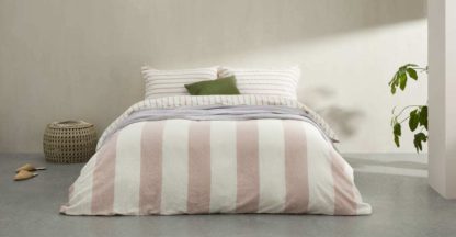 b76a38704c99dd70e4317db7484d73b1f33c3906171bec7ff2e5f8ae58aedcd1-1.jpg An Image of Kelsey Linen/Cotton Stripe Duvet Cover + 2 Pillowcases, King, Plaster Pink UK