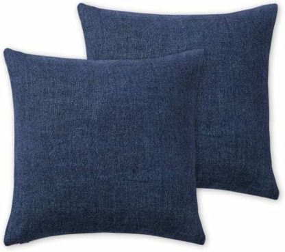 c3a482b9de528b39af3b1fedcb55218a5125a48f505e314a476111db610cc707.jpg An Image of Adra Set of 2 100% Linen Cushions, 50 x 50cm, Indigo Blue