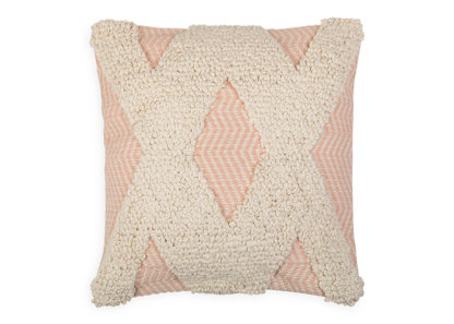 c9c4fcac92c0fb2d26fdda764329817abe288cc5633fd9960ae79654b93f944e.jpg An Image of Heal's Tufted Geo Cushion Pink 50 x 50cm