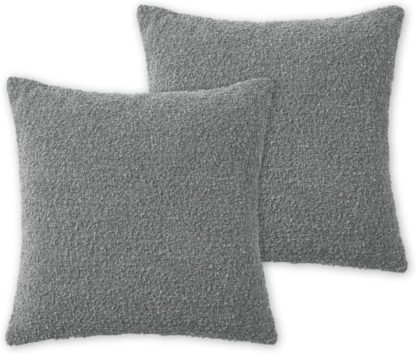 d13649b9b27b60bbd4b96f50a4b29e9d346c6f1bbc25ff5dc60286cd0a120387.jpg An Image of Teddy Set of 2 Boucle Cushions, 50 x 50cm, Steel Grey