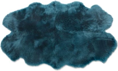d6a3a689431e50078e3d59452c13bbd8cb9bc03e81ce27d97b55db2200dd5504.jpg An Image of Helgar Quad Sheepskin Rug 105 x 170cm, Dark Teal