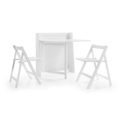 d9fd9eae900171dfb44defb70db67633453becc57453e80421b6f7acc219bed2-1.jpg An Image of Helsinki Compact Dining Table and 2 Chairs White