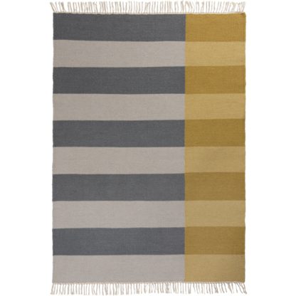 e0b6a531561a29268cae442d4abb8399dd93f91af6672f29658ba230e7b3664d-1.jpg An Image of Rimba Ochre and Grey Wool Blend Rug Grey and Yellow