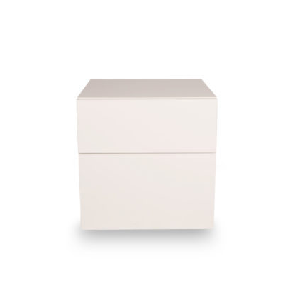 e7dec32fc0c1906021c68bb894864841ada8685d0eaac9231b0804d17ab31f2f-1.jpg An Image of Heal's Space 2 Drawer Bedside Unit White Matt Lacquer