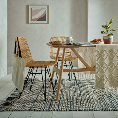 e9907d2d342792018f8a697e6ac3c902e90c4374a8e8ae0da508e226879f3376-1.jpg An Image of Diamond Denim Mix Flatweave Rug Blue and White