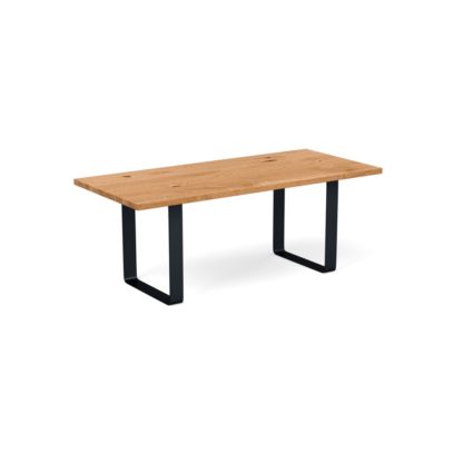 ec1fe5ab27ef712dd52f1a944294bcfa79ce15646a436fa5afcceb64f2219479.jpg An Image of Heal's Prague Table 180x90cm Natural Oiled Oak Natural Edge Not Filled