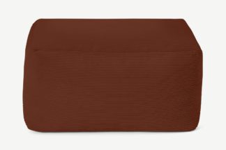 An Image of Loa Square Floor Pouffe, Russet Cord Velvet