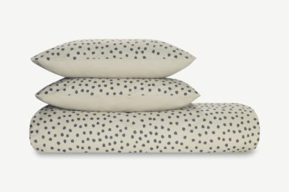 f3ab4b47cbe6ab069967a6aeded63441a904f230206bf9f2f4bf2829a345c7f9.jpg An Image of Sadella Cotton Duvet Cover + 2 Pillowcases, Double, Sand/Charcoal Grey