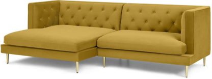 f82b375b9d337a2396deb1ba7ef03132c17c8582f8261bf4a884eb3ccaf9a43c.jpg An Image of Goswell Left Hand Facing Chaise End Corner Sofa, Vintage Gold Velvet