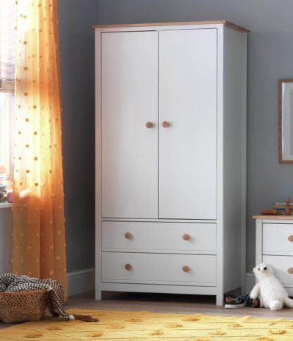 01f276dc1d526155265c219ac94cc92c587c68feb0efc0e69b488abfd52e2f53.jpg An Image of Argos Home Brooklyn 2 Door 2 Drawer Wardrobe - White and Oak