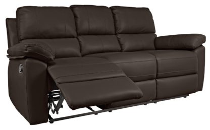 071dca8b3809c3a5b1b689aa62d824eb23d9d0aec98adea0b6d5ee6c923b65e3.jpg An Image of Argos Home Toby 3 Seat Faux Leather Recliner Sofa -Chocolate