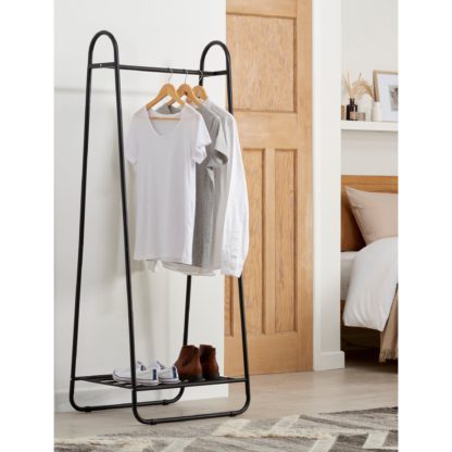 0978041de050833b752cd603d9c2bec90657e8c2138a7271a34e15c22df03e0d.jpg An Image of Clothes Rail with Storage Shelf Grey