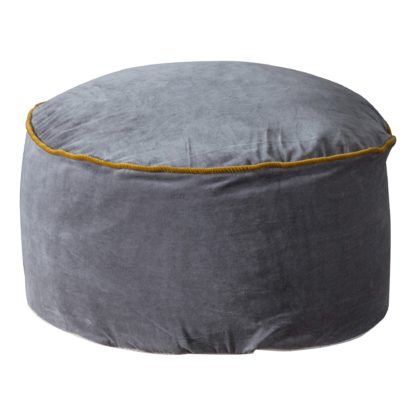 10895b5639de6bbd568f1df908a9d488fdfaa4d18430b44703f9b97a5014e37f.jpg An Image of Gabrielle Grey Velvet Pouffe Grey