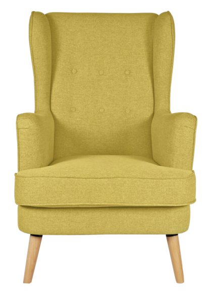 12b3825791b2ca3f8ee29b656fe1e3cd28e0ba8c1ae34b006d61bfb8c8cee129.jpg An Image of Habitat Callie Fabric Wingback Chair - Mustard Yellow
