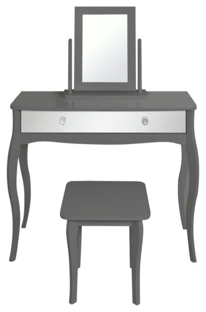 18b61376470d0a0dc12ab18a5505640bb9b00a4aa0e05104596492a55f6989ef.jpg An Image of Argos Home Amelie Mirror Dressing Table Set - Grey