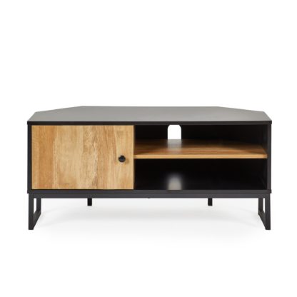 1db62788b95f845dbf4c7d4f5f83cf15556aaf42aea8d1ae7a6c0b636ebacd72.jpg An Image of Greenwich Corner TV Stand Black and Brown