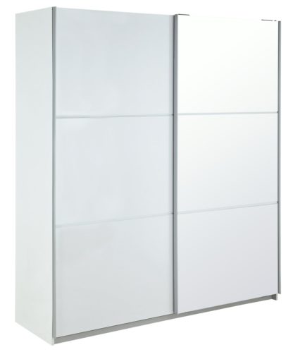 209828a174d15e7450eba2c67cb9aca8bf6448ff9fbf1916216de588953e2605.jpg An Image of Habitat Holsted Extra Large White Gloss & Mirror Wardrobe