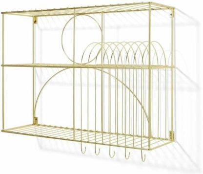 20f6aaf0d5d40e4a8ddcef83329bac1e4e42ea11ae3bce1b5d1939c0fe04a9cb.jpg An Image of Gulli Wall-Mounted Kitchen Storage Rack, Extra Large, Gold