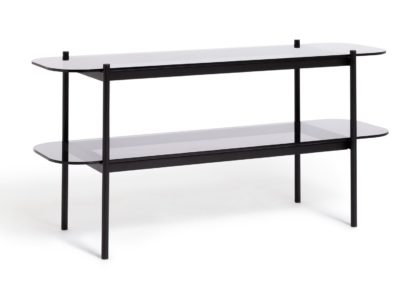 22a417ca4bdf528c998f9bcb4517eb8e372e47b6e48077590609455aef2c4b7c.jpg An Image of Habitat Neo 2 Shelf Small TV Unit - Black