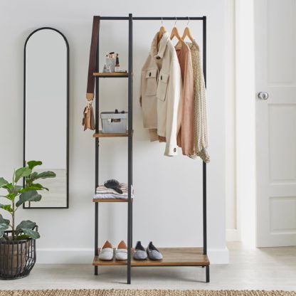 22bea911baa779e345fb4fe006f68dc394e5f9ea2cc7a4f0656f77ad7067ad21.jpg An Image of Fulton Clothes Rail with Shelves Natural (Brown)