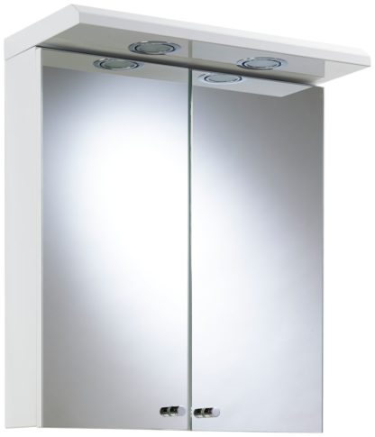 22f11e4ba4a6f6558a4a38b80f0c57bbb52d1063da8d087d9103e4e276025f22.jpg An Image of Croydex 2 Door Illuminated Bathroom Cabinet - White