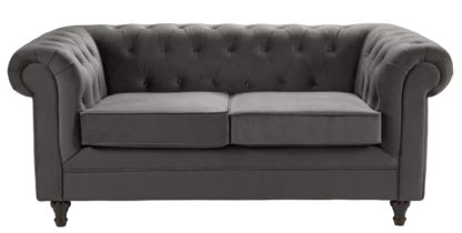 269b1b6d3eb01f13c2365c27bc083f97fdc068a7ea9726b869d0e070e6ce422e.jpg An Image of Habitat Chesterfield 2 Seater Velvet Sofa - Charcoal
