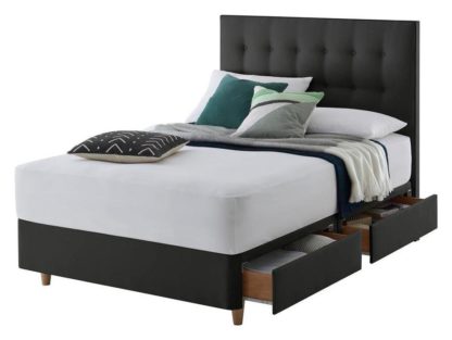 35012374b78f2e7b9c36a6c4e7d79cda17865909ffd33417dc064e0dbaffc960.jpg An Image of Silentnight Alaro Small Double 4 Drawer Divan Set - Ebony