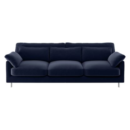3a1d34d0197b54ef0b1195dea7243bf4bca8349d8971f44d60ea75de32022657.jpg An Image of Habitat Cuscino 3 Seater Velvet Sofa - Navy