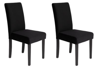 3ae93c0beb2cea12934127b51d79a1ece40c93b393601db75a5c8677d1387a78.jpg An Image of Habitat Pair of Midback Velvet Dining Chairs - Black