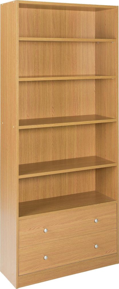 3eb4bc057fb8aac8dc061a94661b79af66cf66c9d1c1a8ff0f841f71687d7ec6.jpg An Image of Habitat Maine 4 Shelves 2 Drawer Bookcase - Grey