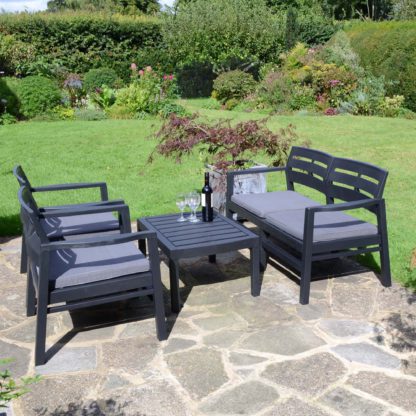 41e4b111f4d6ed765c5e1e584f6f1733164deb38ee6a3b1d8a2a473688ab35f4.jpg An Image of Trabella Venice 2 Seater Conversation Set Grey
