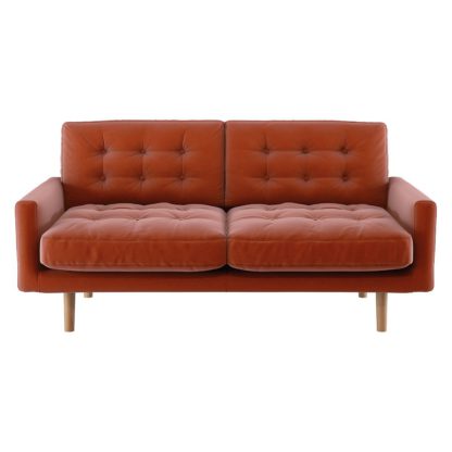 429336dfaa744288366a574461d79452d5edc7364d44b44437a010144c9cefaf.jpg An Image of Habitat Fenner 2 Seater Velvet Sofa - Orange