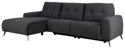 46188303ef8a282653026035fb76c267caffa585b2d67d1ec6463f6733eedbf3.jpg An Image of Habitat Ghost Left Corner Fabric Recliner Sofa - Charcoal