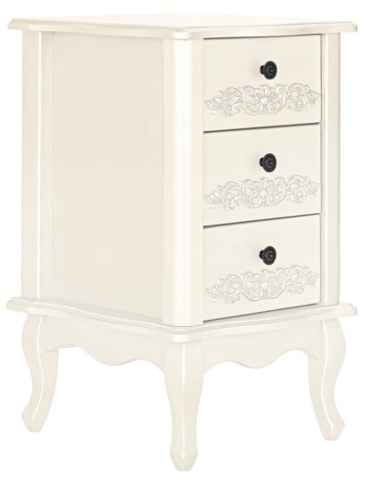481ed80870ca79939597f4df50f3ac32ac67ad4b004be4718bb621484c161928.jpg An Image of Argos Home Sophia 3 Drawer Bedside Table - Soft White