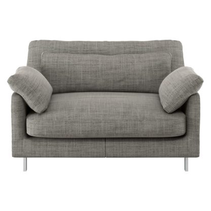 4e20d36930ca12e3d73c7ec78989cc2e15bbfb07a347447c87d995b7f62c0bea.jpg An Image of Habitat Cuscino Fabric Cuddle Chair - Black and White