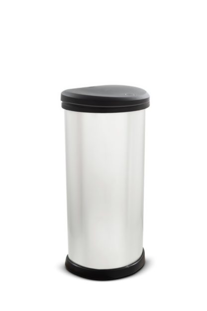 4ec49b5897be2abfbf2ad586822ada8cb73943e599648f0cb5c56f3029204958.jpg An Image of Curver 40 Litre Deco Touch Top Kitchen Bin - Silver