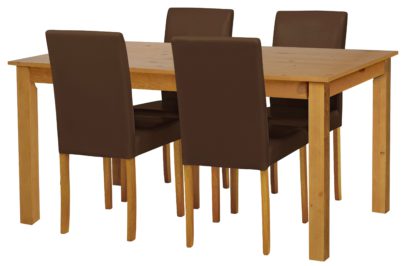 4fdbfe288c88f493dba2ac23d4897a71eb9a7cb2fd9635022c96dab07d8d8680.jpg An Image of Habitat Ashdon Solid Wood Table & 4 Chocolate Chairs