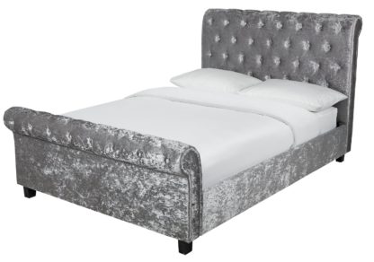 518fc9fc6d26abeb5a2fee2750ce4cb089b14cb92ed06bece680b135adbbb424.jpg An Image of Argos Home Penelope Crushed Velvet Kingsize Bed - Silver