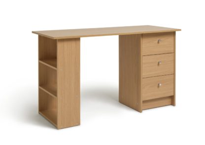 56d1e4bc623c01b19afcb1b412a2ef80d905ca860fd0480a852dbb60efe652d1.jpg An Image of Habitat Malibu 3 Drawer Office Desk - Oak Effect