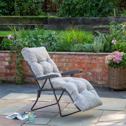 60e3769e8bf1aa0c48807440f824ef8b7e458c0a9bbeb9294ea9ed576e19d35d.jpg An Image of Padded Foldable Charcoal Lounger Charcoal (Grey)