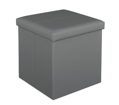 64ab17a5d801d7e9212f0f51b8cf6de51db7a4e53954a1c238ed5ee9da9489e9.jpg An Image of Argos Home Small Faux Leather Stitched Ottoman - Grey