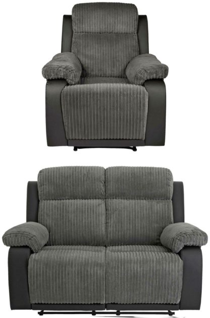 6835745648498f9b3080f0a0b5e047896a41ee077015cde9023513974be59fac.jpg An Image of Argos Home Bradley Chair & 2 Seater Recliner Sofa - Charcoal