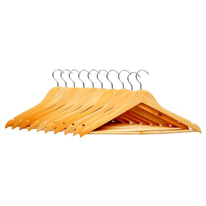 6e44c934716844969b638b622d3a249b439913f7a8ee5fbd8e7acdb3da44a9bc.jpg An Image of Pack of 10 Wooden Hangers Natural