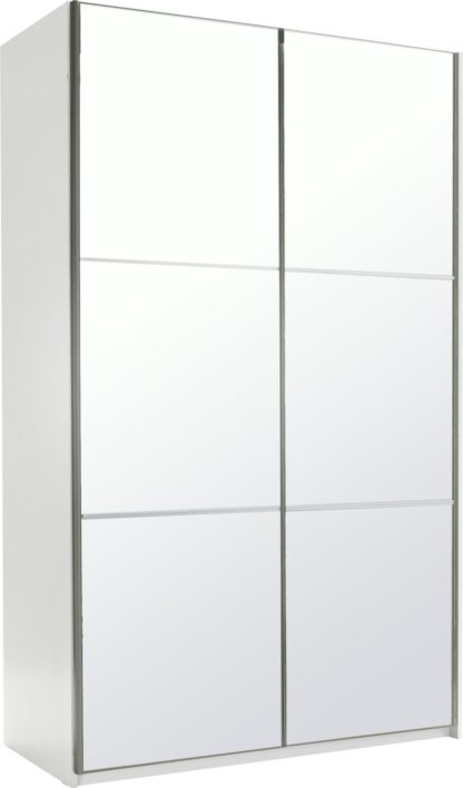 6e58f5bf97f45ba67637232f41f18dbb5d172112878c4550c8f6e0eaa01703e6.jpg An Image of Habitat Holsted Mirrored Small Wardrobe - White