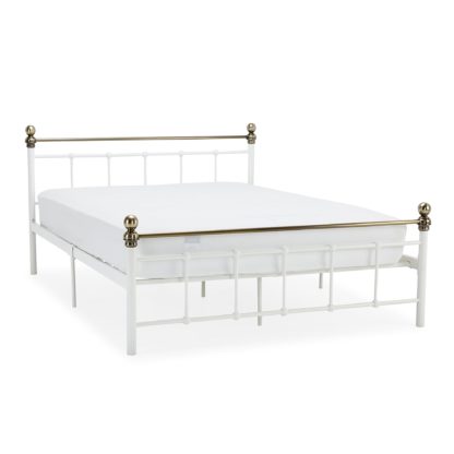 7164c83ebe30c10e92426d2108b3c0c2ef2ac440f5b15679f7fe0b57d7bd5e2a.jpg An Image of Marlborough Metal White Bed Frame White