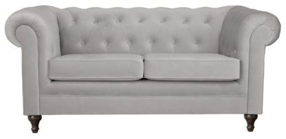 77748f32422974e5b4ff4eb25e7caebbc65d34820d51c71e453ef08ccc7d7d11.jpg An Image of Habitat Chesterfield 2 Seater Velvet Sofa - Light Grey