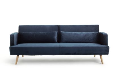79f0549bb3781ace2d5ce3eaa5e9b08f250f5e9929d3756a6c3c07764988dbbc.jpg An Image of Habitat Andy 3 Seater Velvet Sofa Bed - Blue