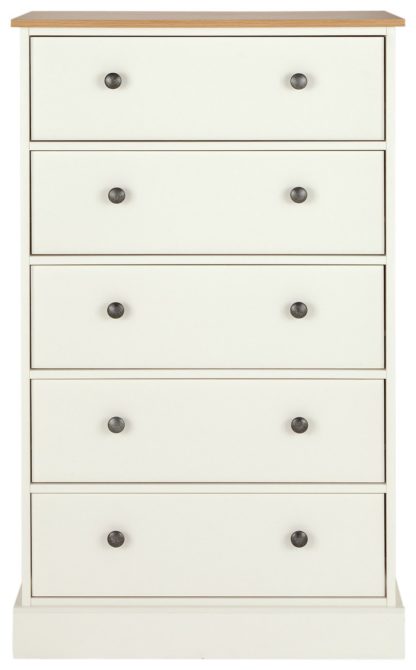 7ff7f717739e858e9d8e53bcb4ecdd88660fd21f632d66d25efd3d7589e7c5cb.jpg An Image of Argos Home Kensington 5 Drawer Chest - Soft Grey/Oak Effect